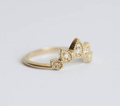 Nested round white diamond wedding ring
