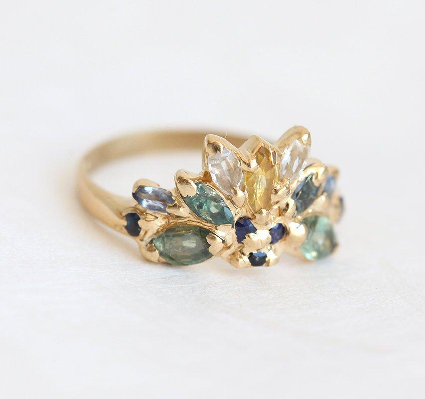 Yellow Gold Engagement Ring, Unique Engagement Ring-Capucinne