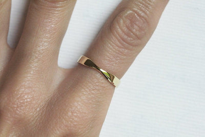 Yellow Gold Wedding Ring, Gold Womens Wedding Band-Capucinne