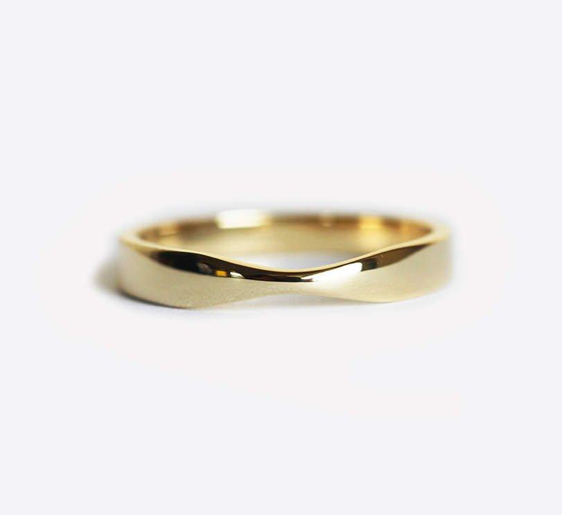 Yellow Gold Wedding Ring, Gold Womens Wedding Band-Capucinne