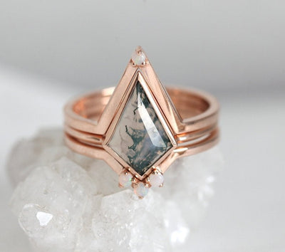 Kite Moss Agate Ring Set