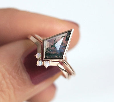 Kite Moss Agate Ring Set