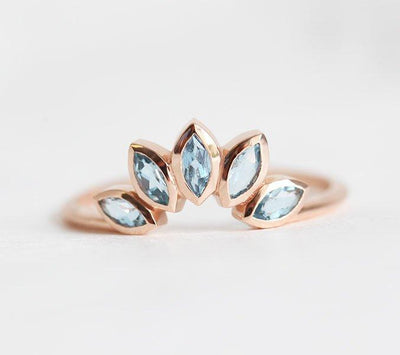 Zircon Ring, Blue Zircon Wedding Ring-Capucinne