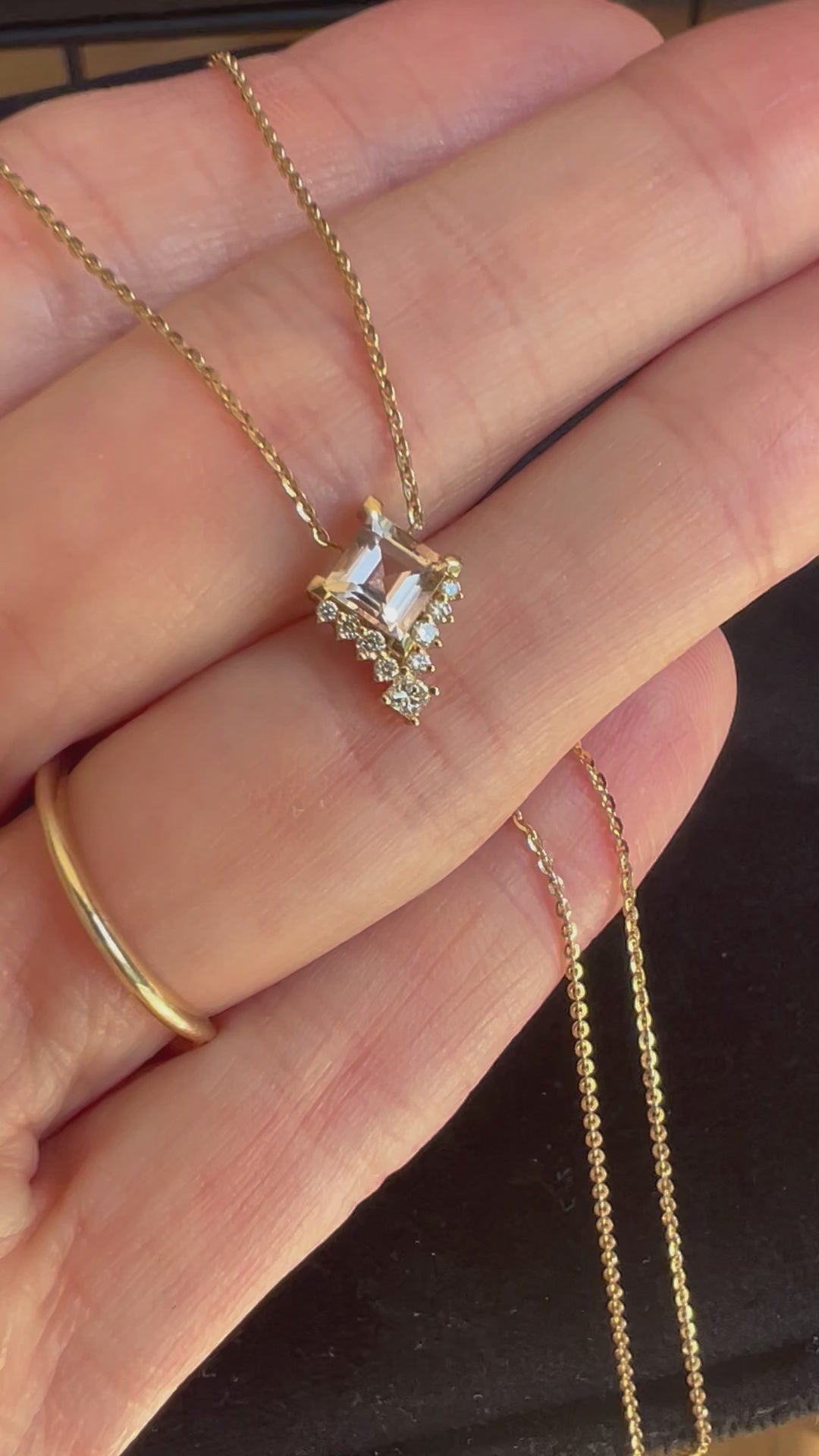 Morganite Diamond Cluster Necklace