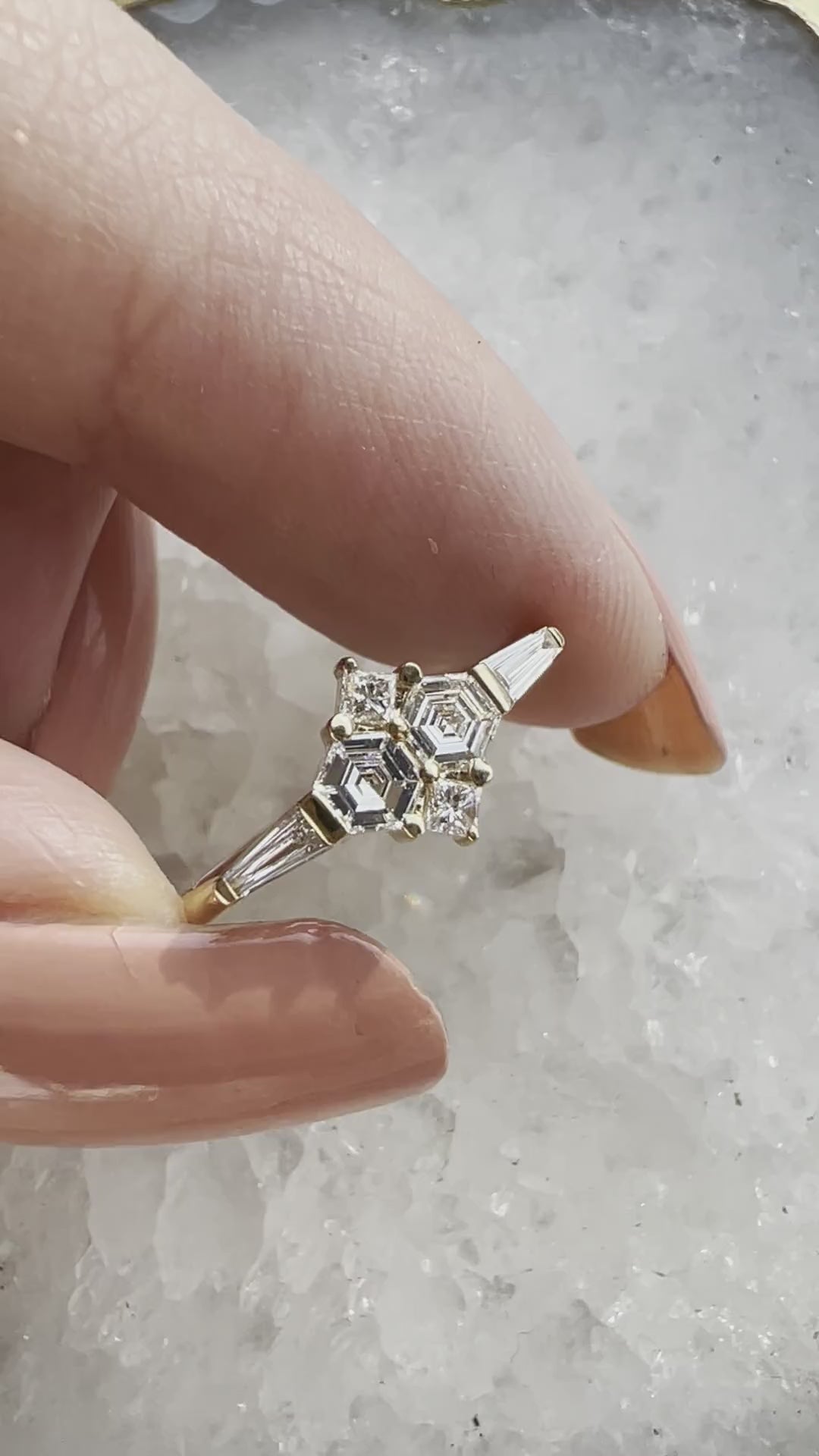 Art Deco era inspired Diamond Cluster Ring with a variety shapes of White Diamonds video overview