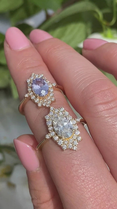 La Reina 1.5Ct Diamond Ring, Halo Diamond Ring, Diamond Engagement Ring, Over One Carat Diamond Ring, Oval Diamond Ring