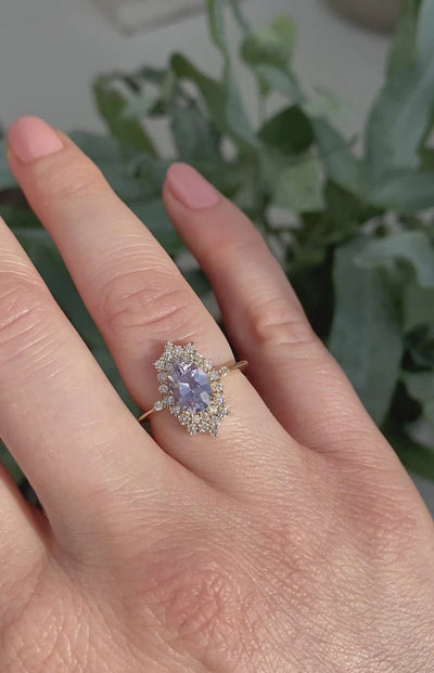 La Reina Vintage-Inspired Lavender Sapphire & Diamond Ring